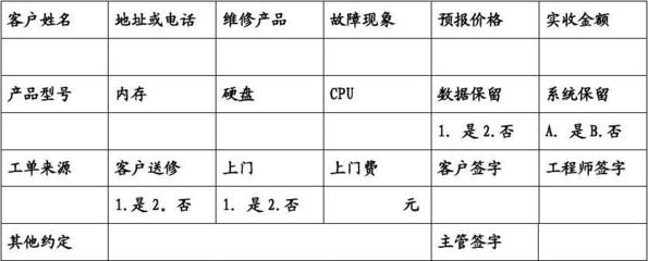 電腦維修派工單